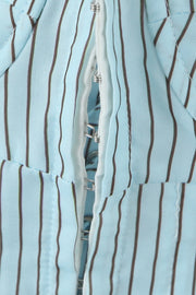 Cyan Stripe Fitted Bustier Top