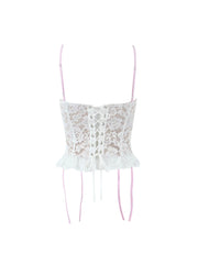 White Lace Straps Bustier Top