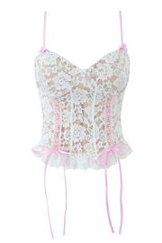 White Lace Straps Bustier Top