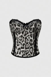 Mustard Leopard Print Bustier Top