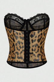 Mustard Leopard Print Bustier Top