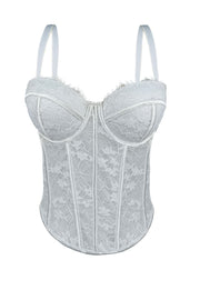 Brown Floral Lace Corset Top