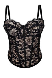 Brown Floral Lace Corset Top