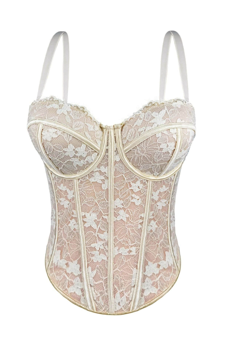 Brown Floral Lace Corset Top