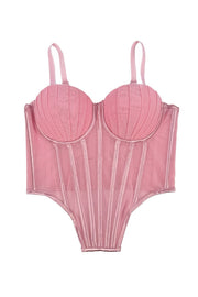 Burgundy Pleated Tulle Corset Top