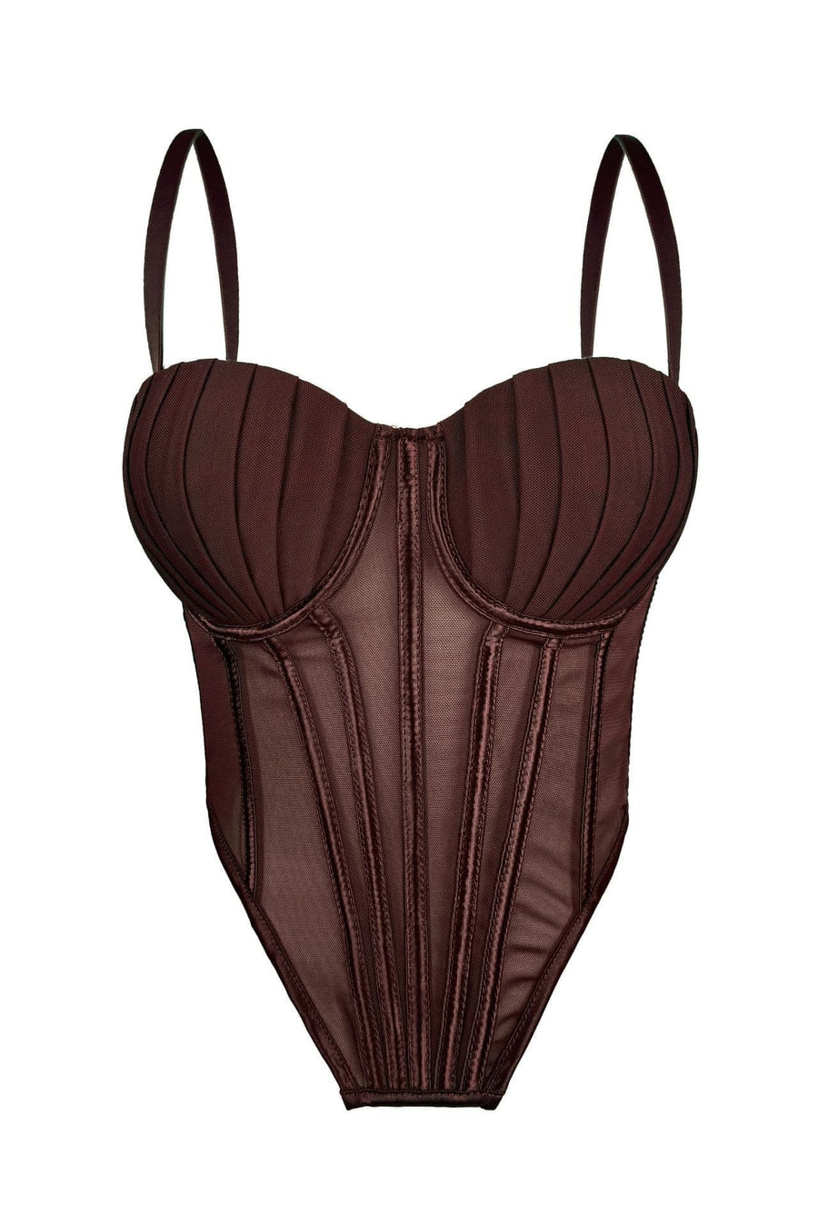 Burgundy Pleated Tulle Corset Top