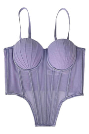 Burgundy Pleated Tulle Corset Top