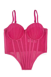 Burgundy Pleated Tulle Corset Top