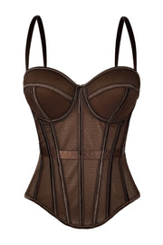 Burgundy Sweetheart Tulle Corset Top