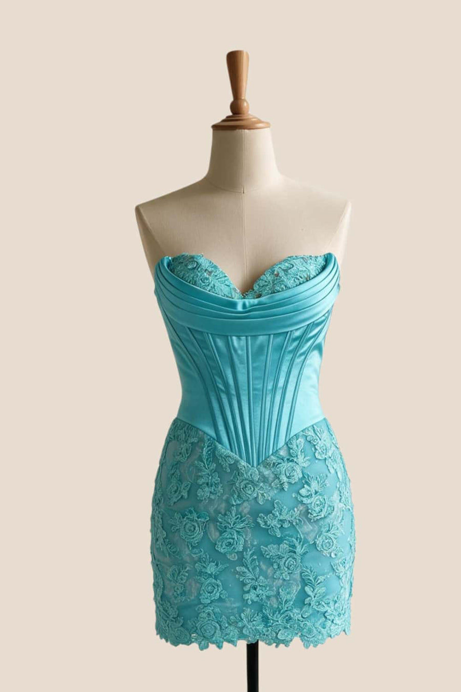 Aqua Corset Appliques Tight Short Dress – Ohmollydress