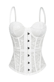 Brown Lace Lace-Up Corset Top