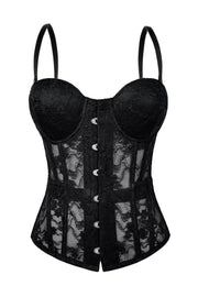 Brown Lace Lace-Up Corset Top