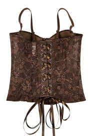 Brown Lace Lace-Up Corset Top