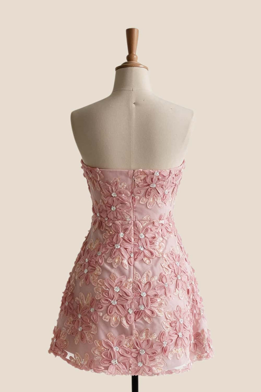 Pink Floral A-line Short Princess Dress