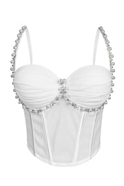 Apricot Pearl Rhinestone Corset Top