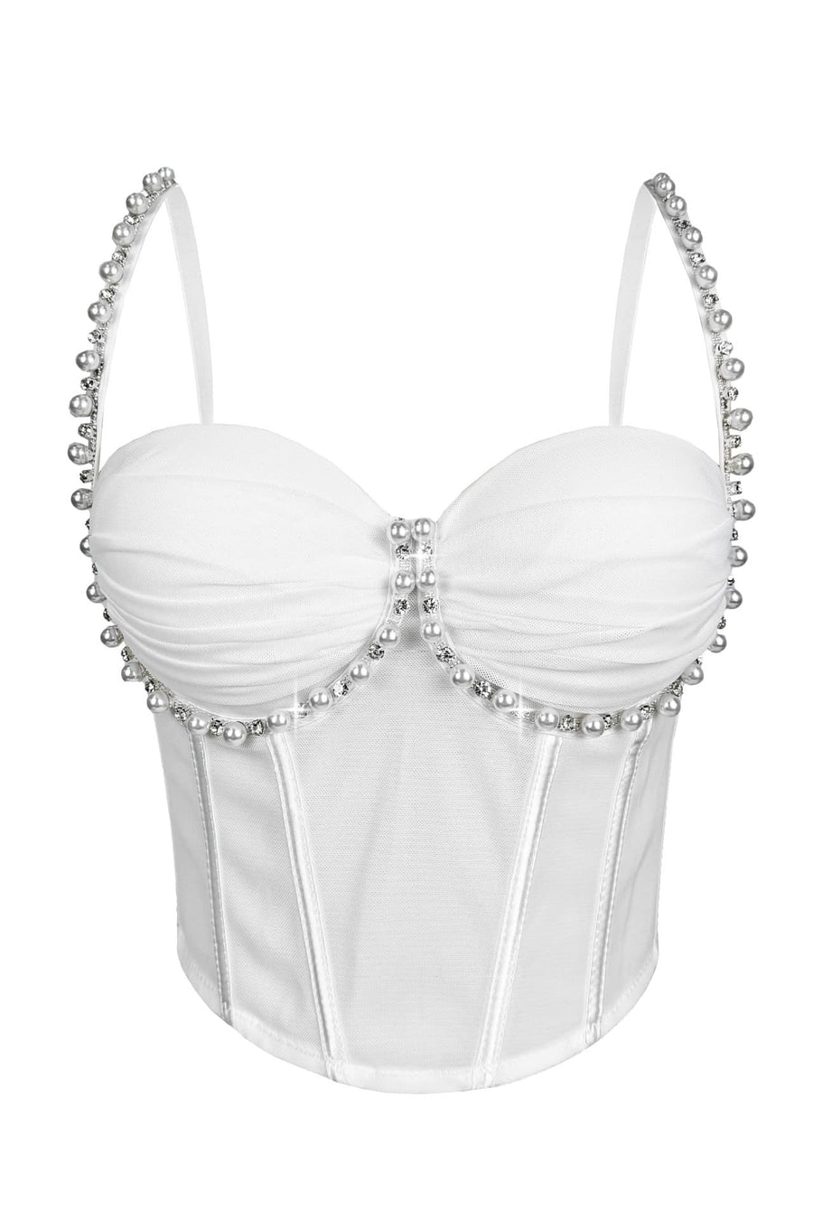 Apricot Pearl Rhinestone Corset Top