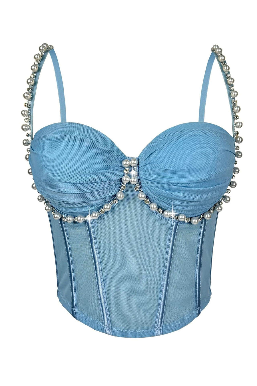 Apricot Pearl Rhinestone Corset Top