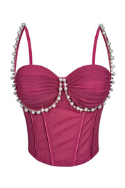 Apricot Pearl Rhinestone Corset Top