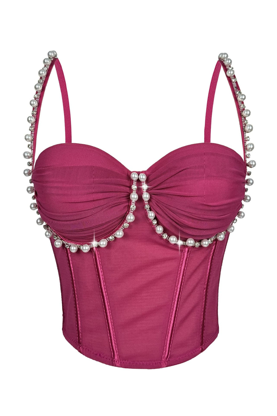 Apricot Pearl Rhinestone Corset Top