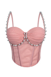 Apricot Pearl Rhinestone Corset Top