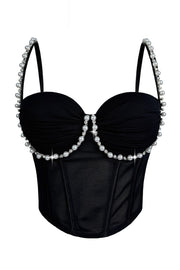 Apricot Pearl Rhinestone Corset Top