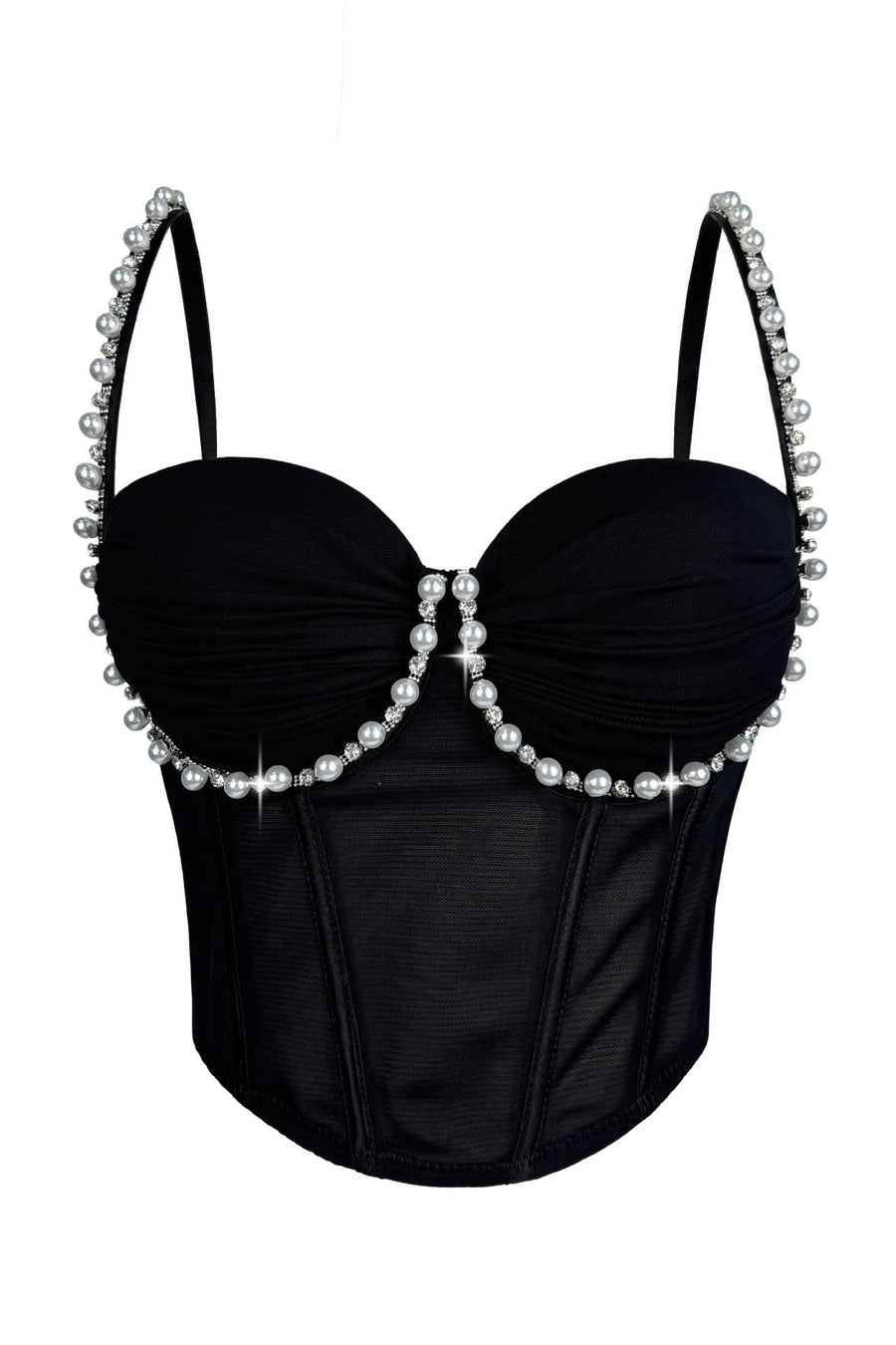 Apricot Pearl Rhinestone Corset Top