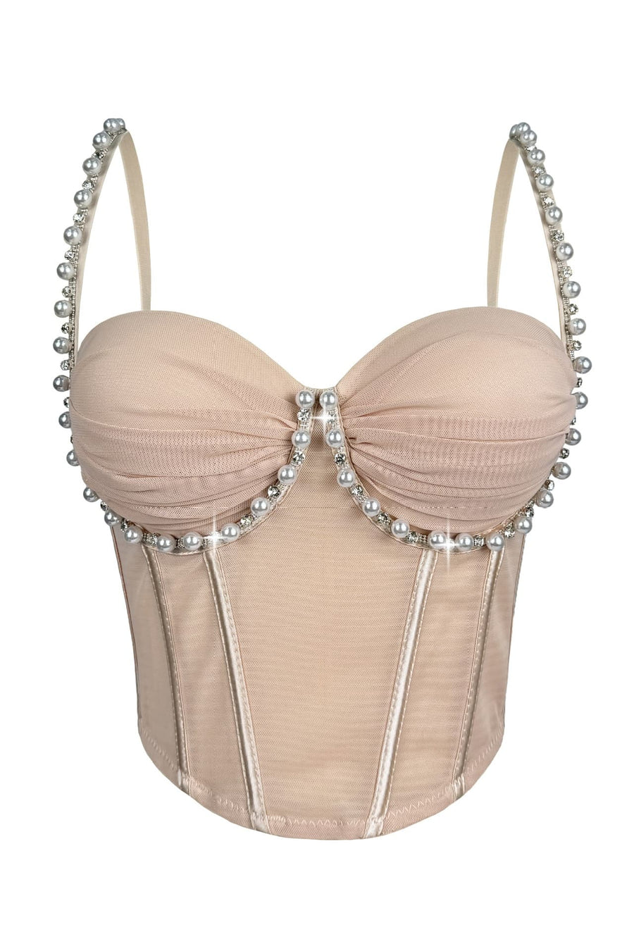 Apricot Pearl Rhinestone Corset Top