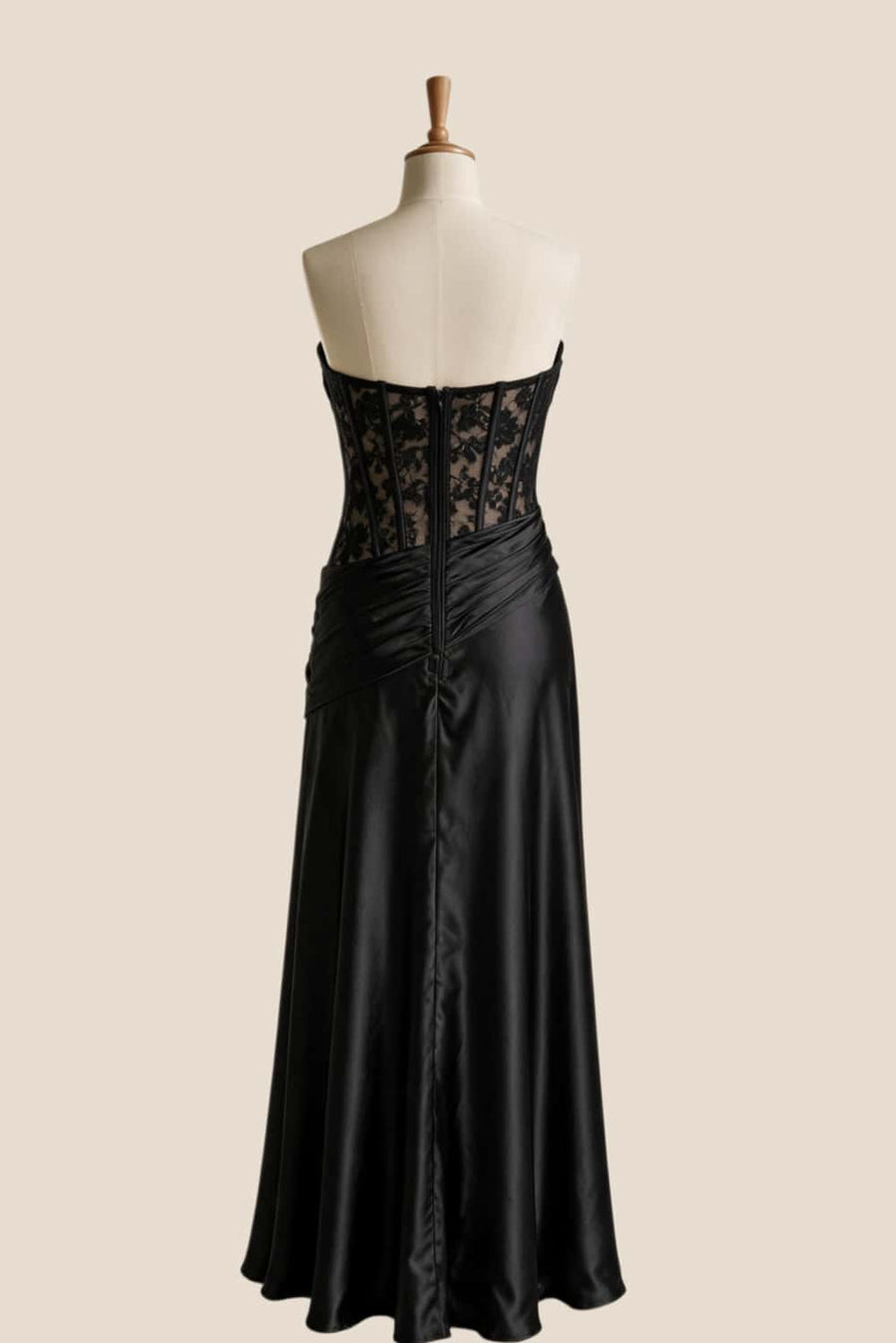 Yellow Satin Sheer Ruched Long Prom Dress