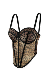 Mustard Yellow Leopard Tulle Corset Top