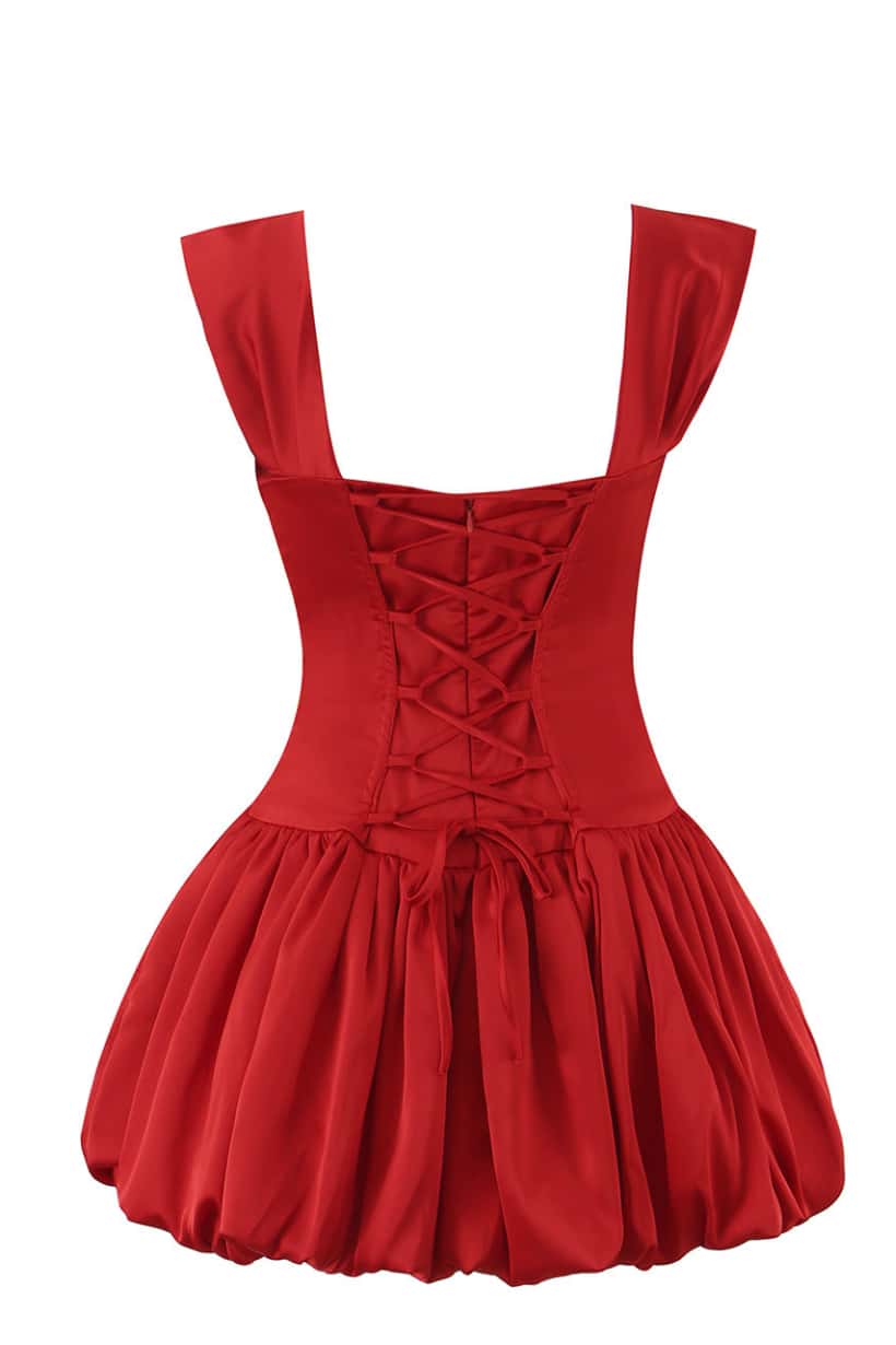 Off the Shoulder Red Short Bubble Dress