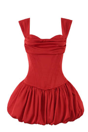 Off the Shoulder Red Short Bubble Dress