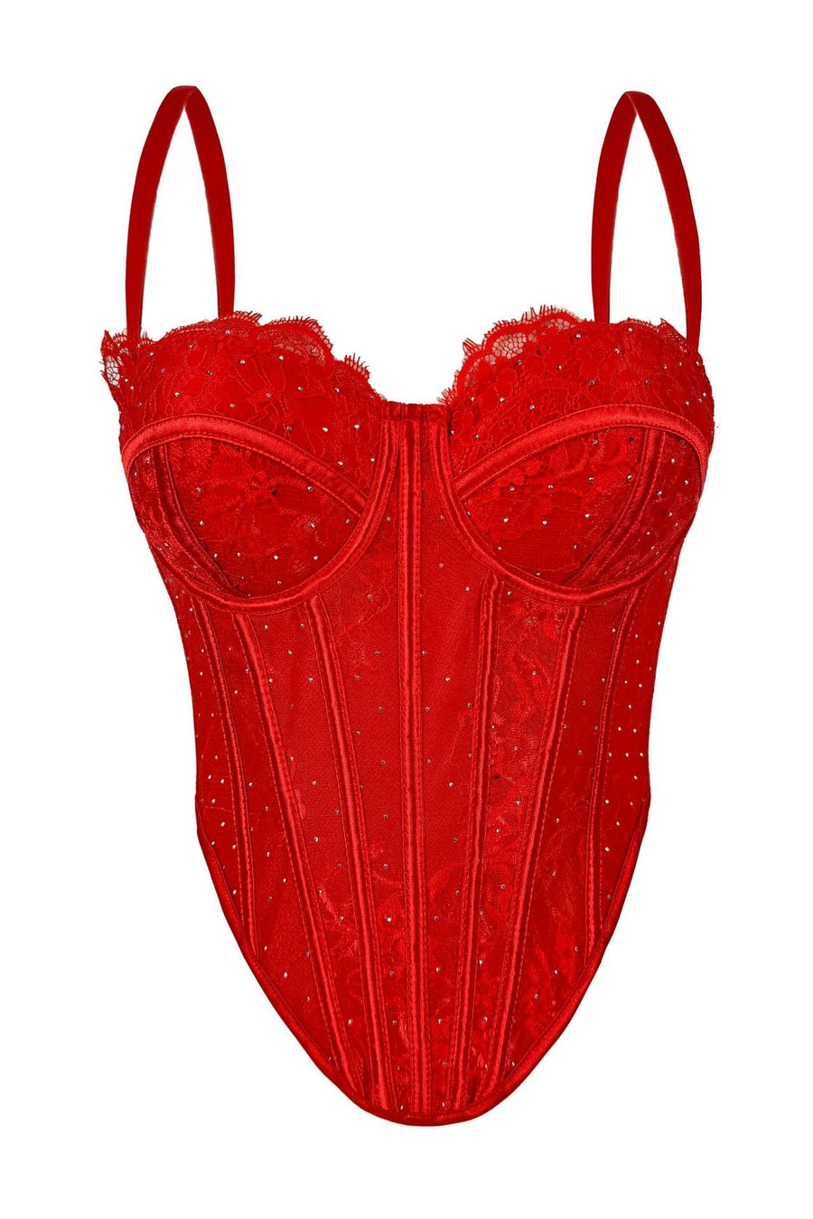 Red Lace Sweetheart Bustier Corset Top