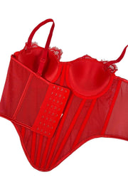 Red Lace Sweetheart Bustier Corset Top
