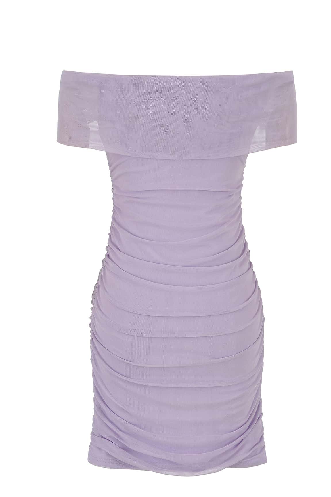 Off the Shoulder Purple Bodycon Short Dress