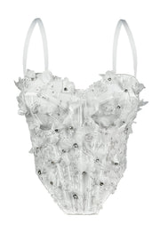 Pink 3D Floral Rhinestone Corset Top