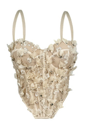 Pink 3D Floral Rhinestone Corset Top