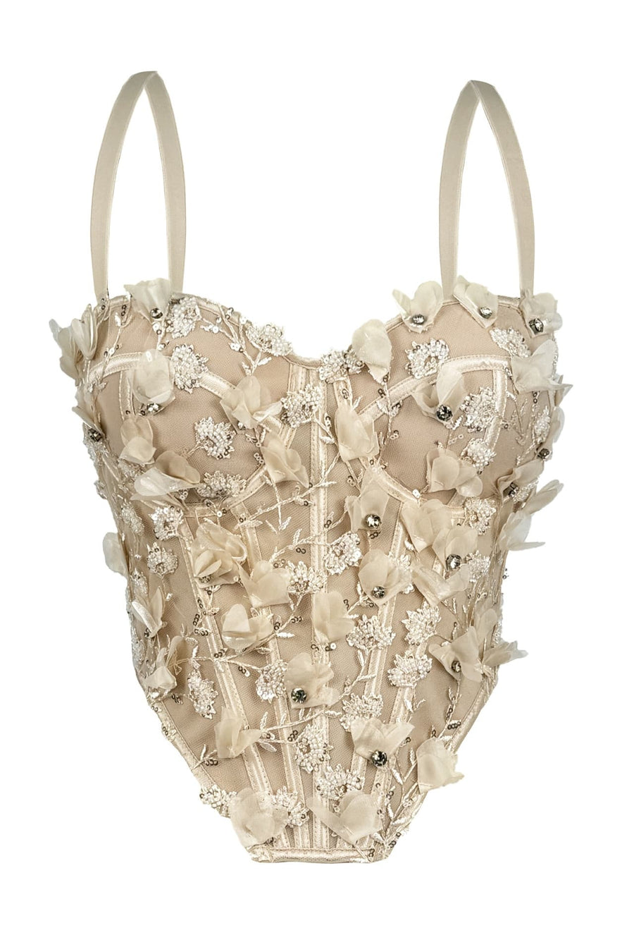 Pink 3D Floral Rhinestone Corset Top