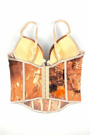 Orange Straps Floral Corset Top