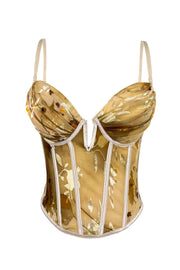 Orange Straps Floral Corset Top
