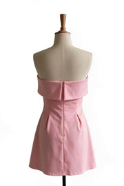 Pink Fold Over A-line Short Dress