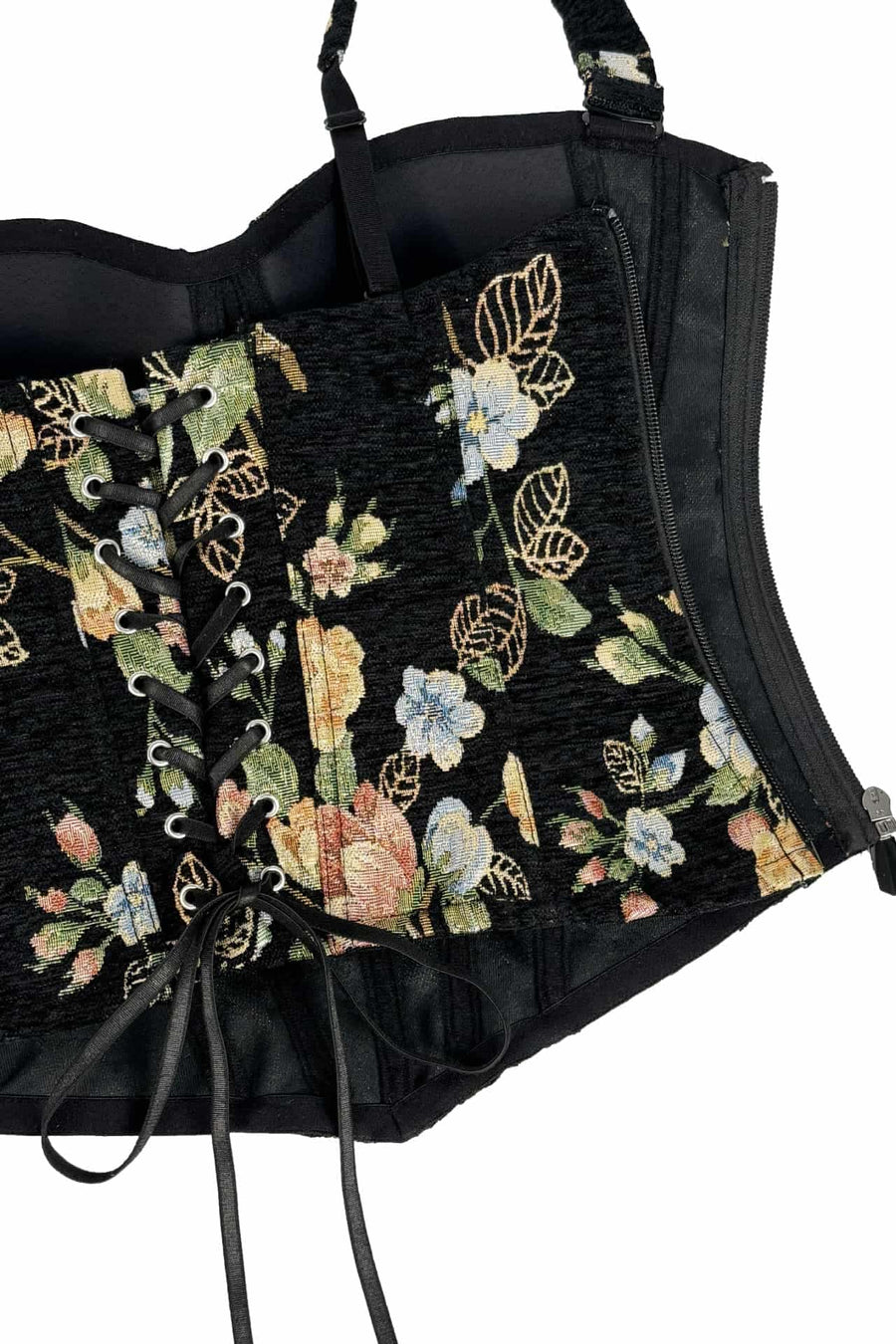 Black Floral Lace-Up Corset