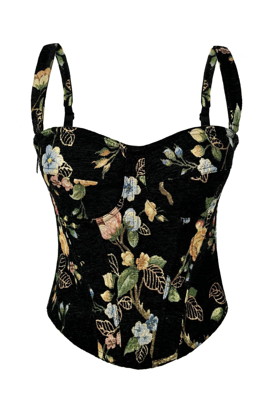 Black Floral Lace-Up Corset