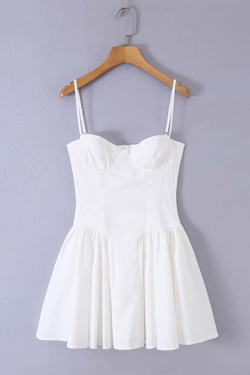 White Straps A-line Short Dress