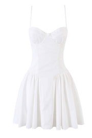 White Straps A-line Short Dress