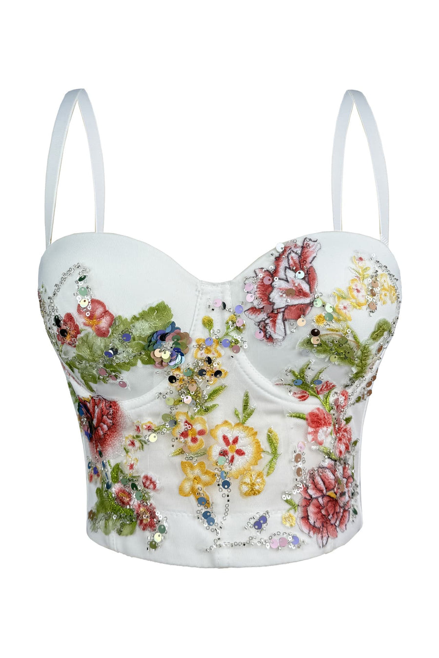 White Floral Beaded Corset