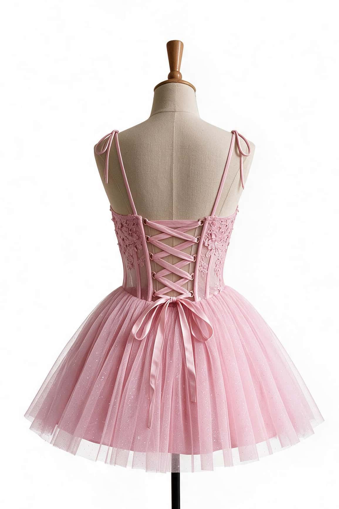 Pink Appliques Corset A-line Princess Dress