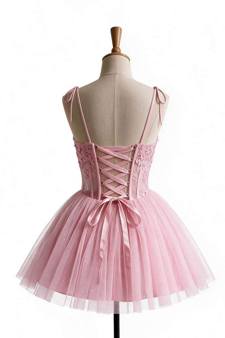 Pink Appliques Corset A-line Princess Dress