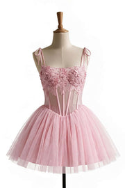 Pink Appliques Corset A-line Princess Dress