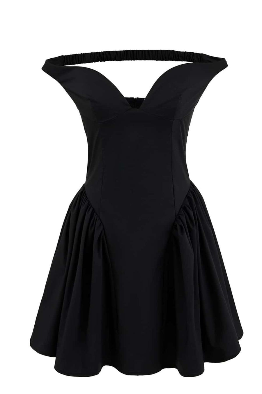 Black Off the Shoulder A-line Short Dress