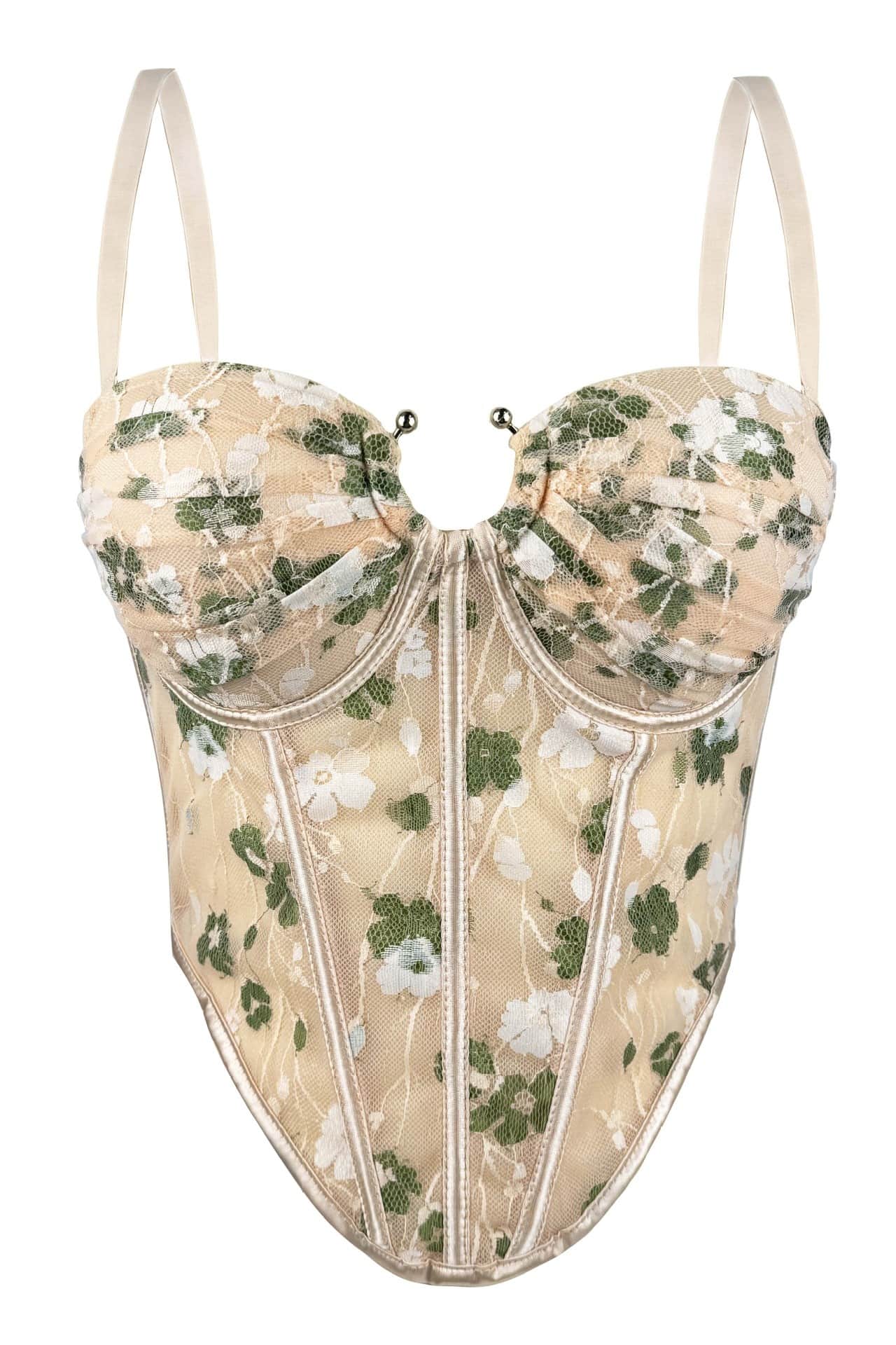 Black Floral Tulle Corset Top